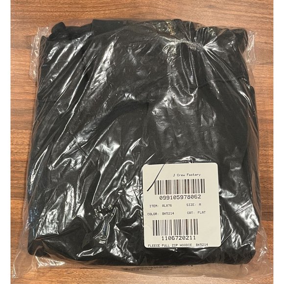 J Crew Vintage Fleece full-zip hoodie sweatshirt AL876 M Black - Picture 3 of 3